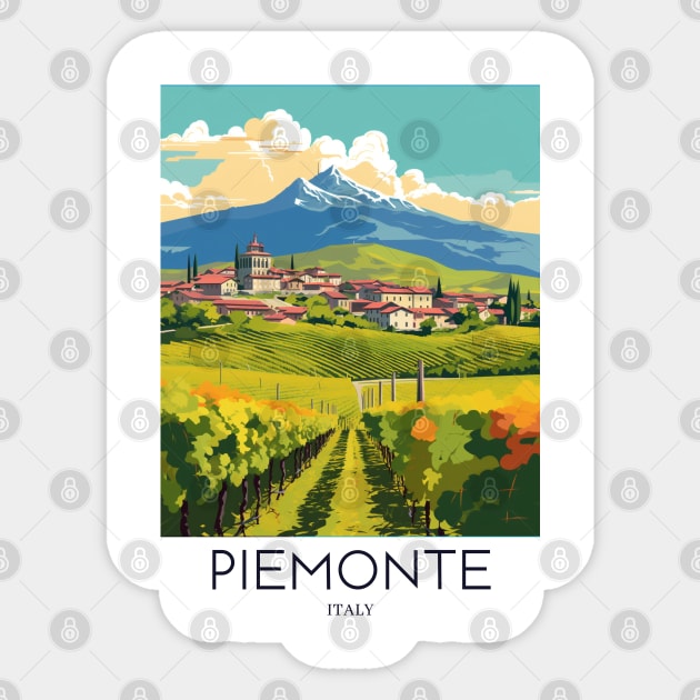 A Pop Art Travel Print of Piemonte - Italy Sticker by Studio Red Koala